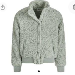 NEW Jou Jou Girls Sherpa Button Snap Front Jacket, Size Youth Small, Green